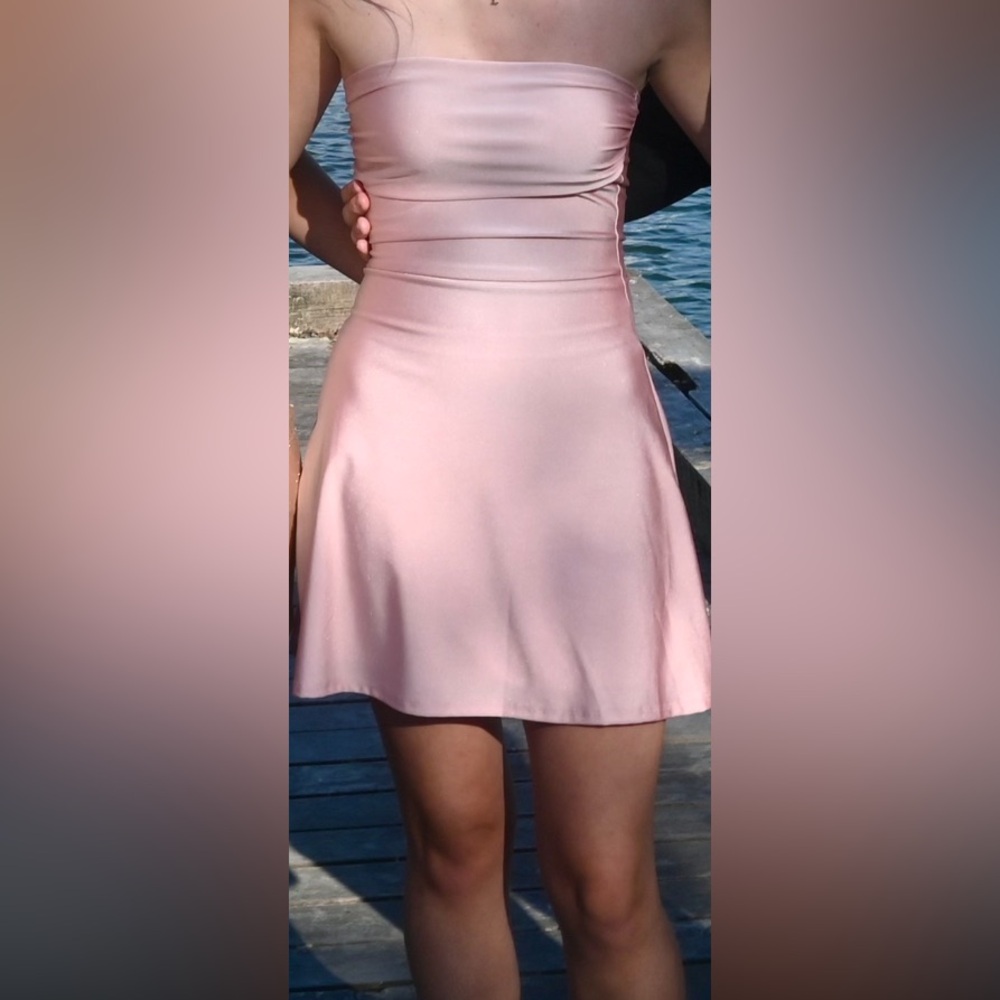 Elegant Pink Strapless HOCO Dress
